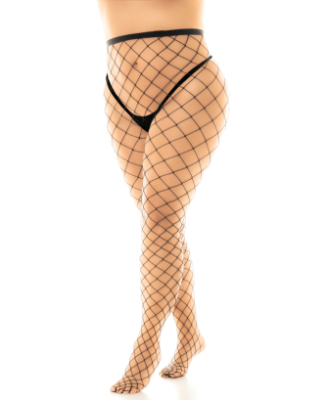 Collant grande taille large maille noire 